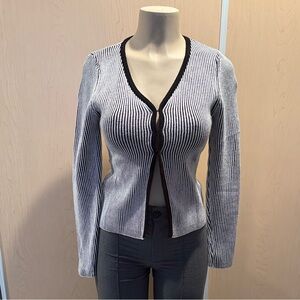 Striped Black and White Women's Cardigan
